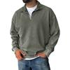 Men's Pullover Mock Neck Cotton Sweatshirt  Solid Long Sleeve Top For Fall Winter