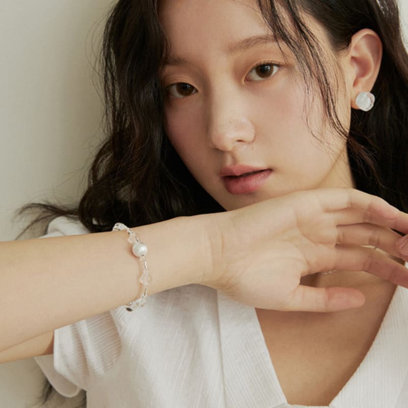 

ADAUL Clear ball line bracelet - silver Silver