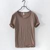 Men's O-Neck Casual Retro Raw Edge T-Shirt  Cotton Lightweight Breathable Slim-fit Monochromatic Basic Top