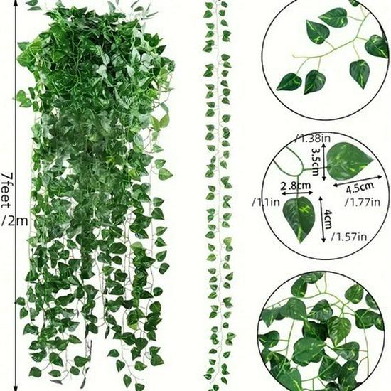 Artificial Pothos Vine Wall Hanging - Green Indoor Decoration for Living Rooms