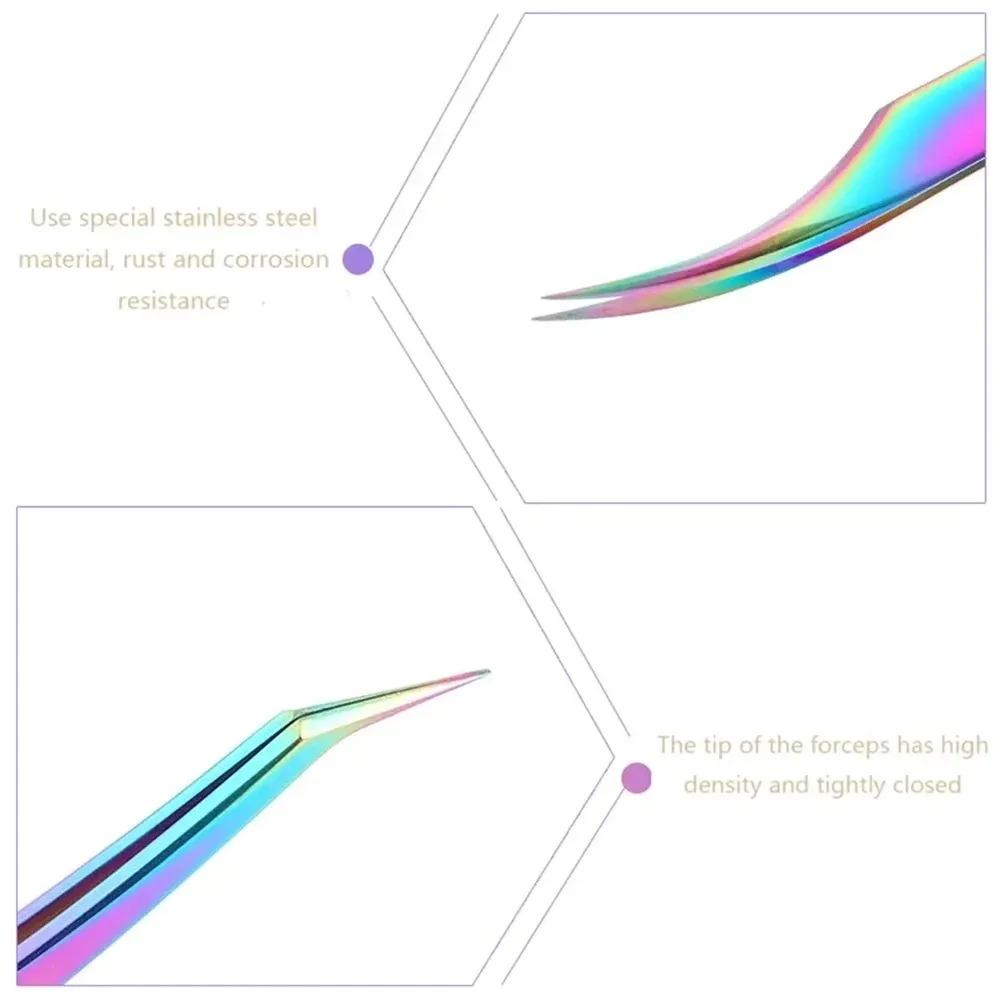 1 Pcs Eyelashes Tweezers Stainless Steel Superhard Tweezers High Precision Anti-static Tweezers for Eyelash Extensions