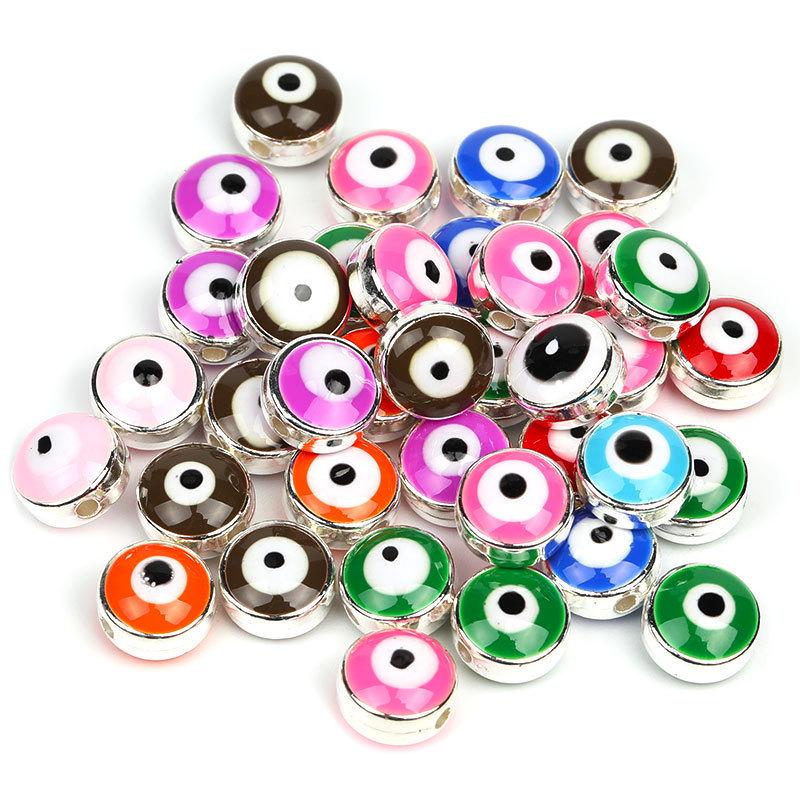 

8mm Gold Edge Resin Evil Eye Bead for DIY Phone Chains & Keyrings 8mm (100 pieces/bag)
