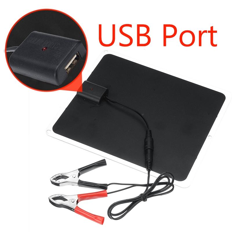 DC 12V / 5V 20W Output Solar Panel Car Charger Outdoor Charger Power USB 2.0 Port 600 mA