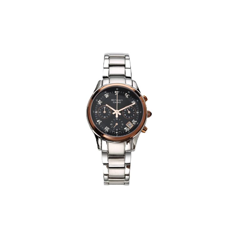 

Casio CASIOSHEEN series three-eye water diamond quartz movement stainless steel strap Japanese and Korean watch women s watch black dial SHN-5003P-1A чорний
