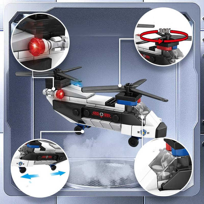 City Super Car Plane Police Dual-Rotor Helicopter Famous Car SWAT Building Blocks MOC Classic Model Bricks for Children Kits