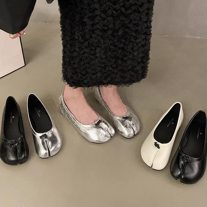 Sapatilhas Mary Jane Femininas de Pele com Solado Macio e Dedos Separados - Sapatos Baixos de Couro Confortáveis