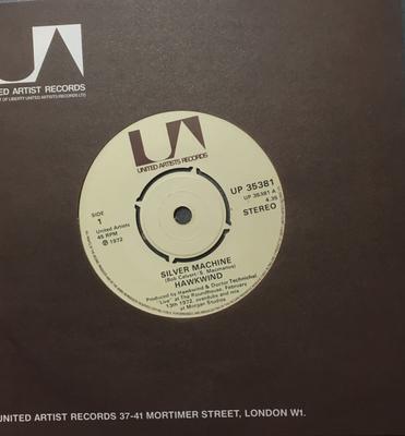 7inch Record HAWKWIND - Silver Machine (Live At The Roundho UP35381 UNITED ARTISTS UK Rock Used