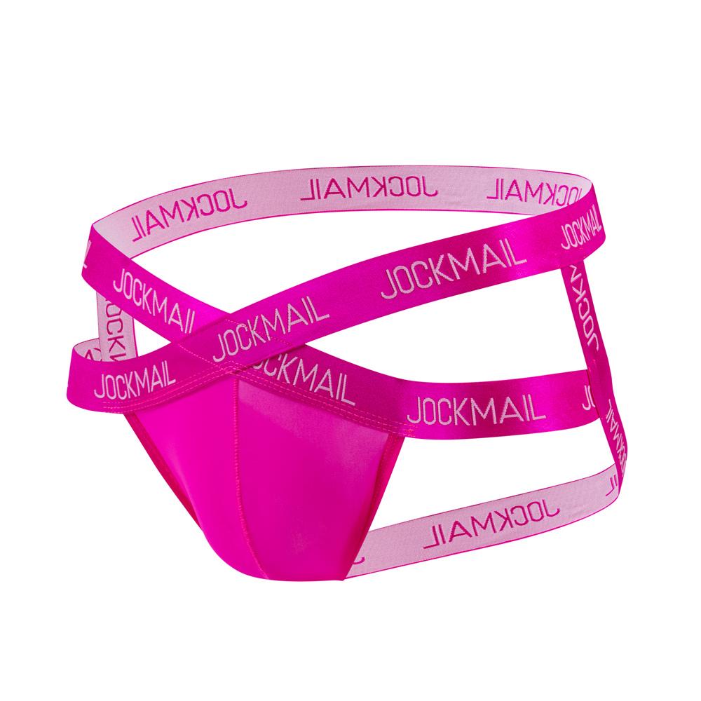 Jockstraps JOCKMAIL Sexy Cross Band mit Gummiband, Buchstabenaufdruck, einfarbig, Eisseide-Stoff, tägliche lässige Low-Rise Herren-Stringunterwäsche