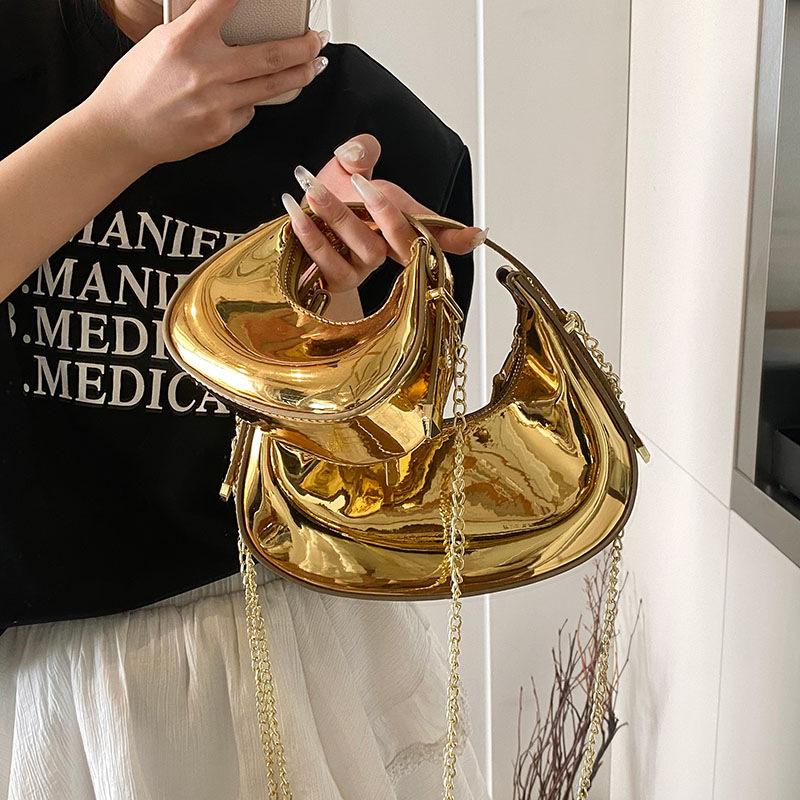 Women's bag 2025 new Mori fashion candy color niche hand bag ins single shoulder glossy dumpling bag tide