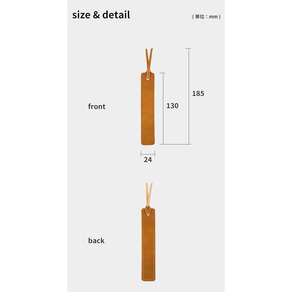 aso Himeji Leather Genuine Leather Bookmark, Made in Japan, Bookmark ZE-V159, Set of 5 Colors