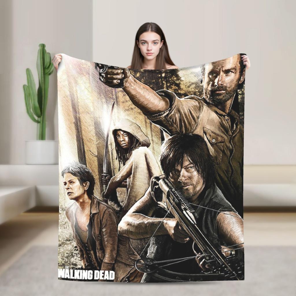 The Walking Dead Blankets Coral Fleece Plush Movie Daryl Dixon Rick Grimes Ultra-Soft Throw Blanket for Home Couch Bed Rug