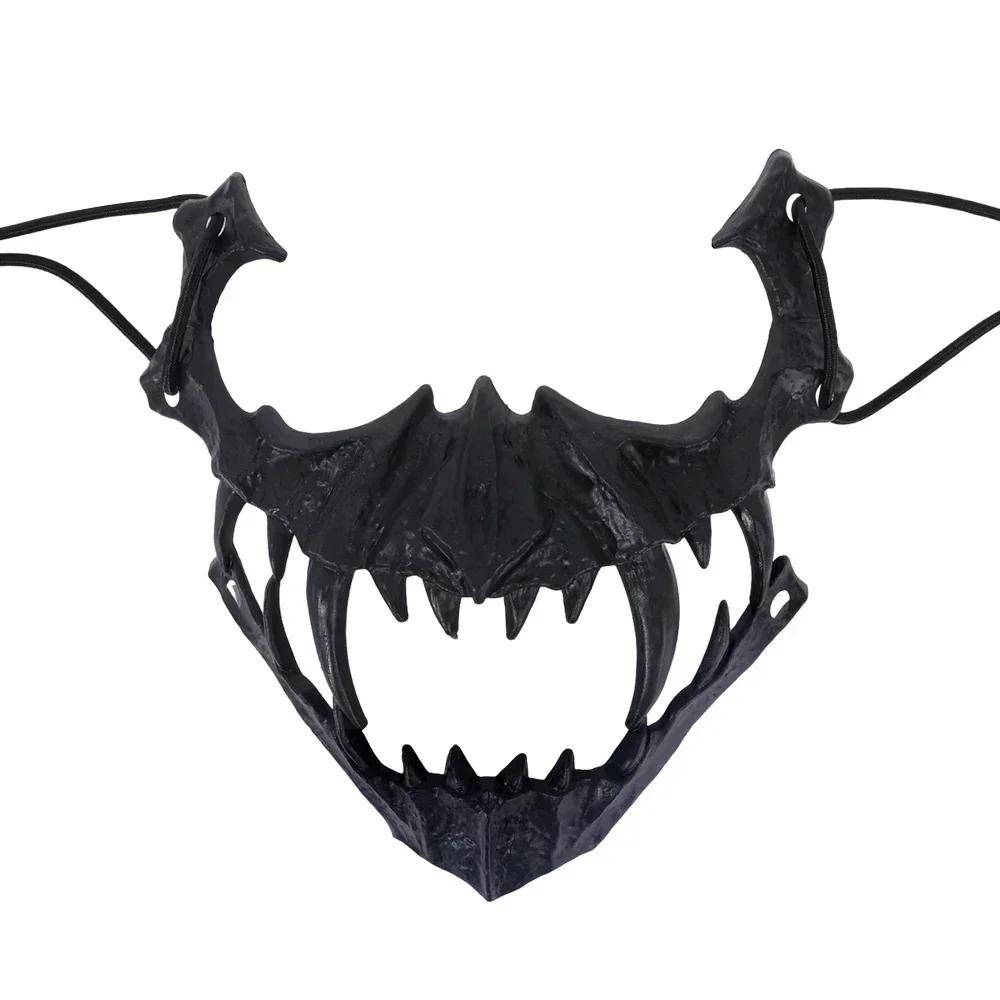Maschera Teschio Festa Denti Lunghi Demone Scheletro Mezza Maschera Lupo Drago Tigre Maschera Houjuu Nue Cosplay Halloween Accessori Costume