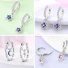 New Women Earrings Original 925 Silver Hoop Earrings Engagement Wedding Birthday Drop Earring Women Jewelry Gifts