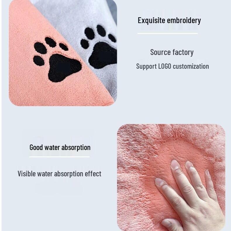 Quick-Dry Embroidered Pet Bath Towel: Soft, Absorbent for Dogs & Cats