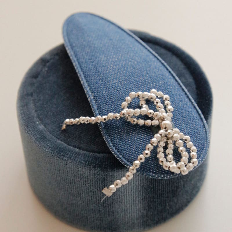 

Джинсовая заколка для волос J.Lauren с мини-бантом H01208 single type