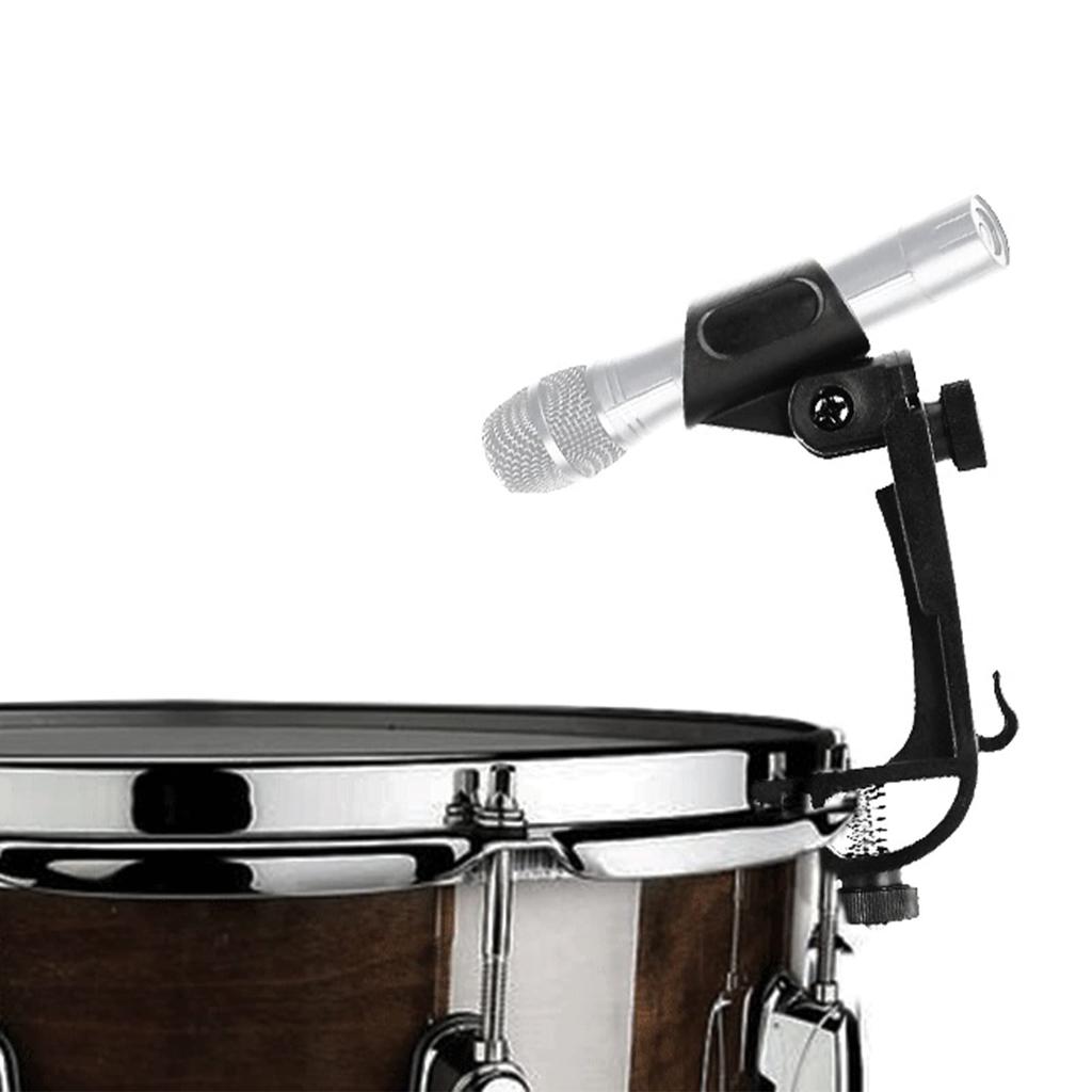 Alomejor Drum Microphone Clip 2 Pieces Adjustable Stand 180° Rotation Shockproof Mount Compatible with 18-28mm Microphones Plastic