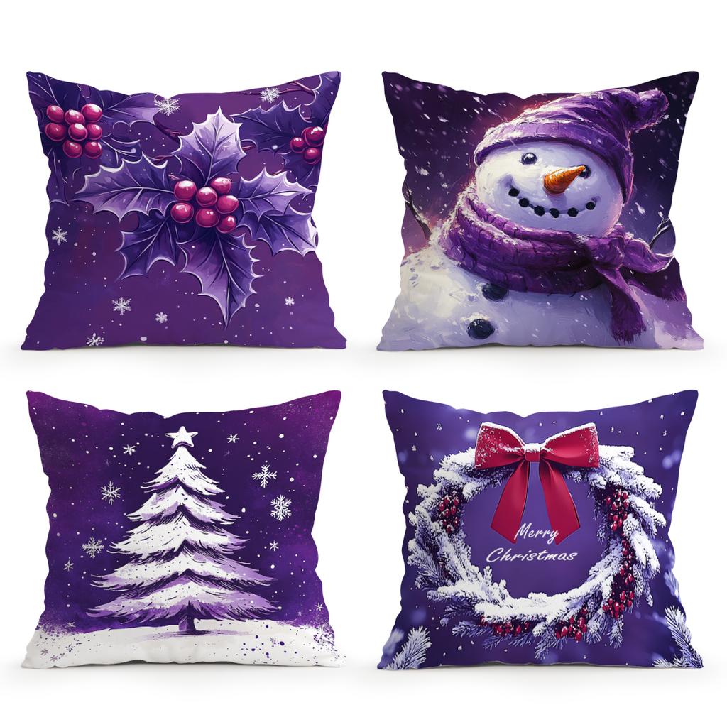 Home Decor Christmas-Themed Pillows With Snowy Patterns Pattern Cushion Cover Suitable For Sofa Bedroom Car Pillow Cover