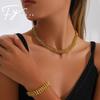 Chunky Chain Bracelet & Necklace Set: Trendy Hip Hop Collarbone Jewelry with Personality.