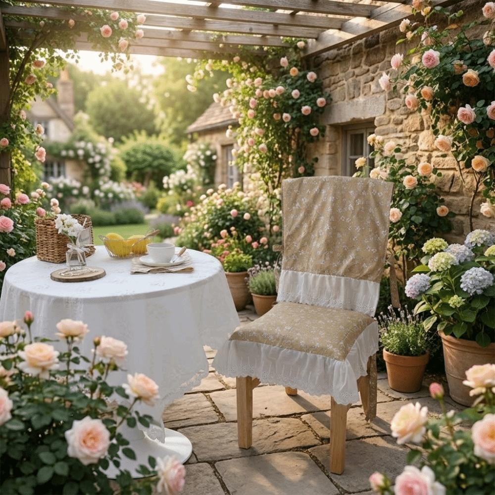 Ruffle Design Dining Chair Backrest Cover Comfortable Embroidered Lace Chair Cover Wedding