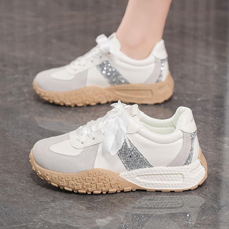 Tavaszi őszi női fényes alkalmi cipők vastag talpú fűzős női lapos talpú tornacipők kültéri alkalmi sétacipők Mujer