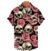 Camicia da uomo alla moda Top Nuova Multicolore Personalizzata Stampa Teschio 3D Manica Corta