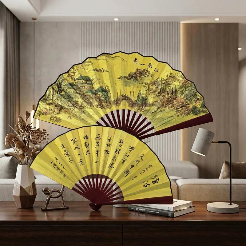 Folding Fan Chinese Style Summer 10inch Ancient Style Fan Men's Silk Cloth 2026 New Model Summer Bamboo Fan Hanfu Portable Fan