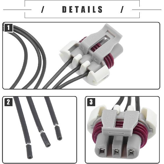 Motoforti Crankshaft Position Sensor Connector Pigtail Plug, Crank Sensor Pigtail Wire Harness, for Chevrolet Astro, Plastic, No.10456042, Black, 1