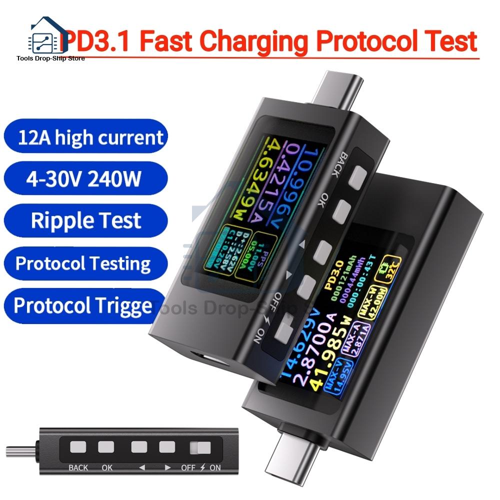 KWS-X1 Type-C Tester PD3.1 Fast Charging Protocol Test PDE-Marker Ripple Measurement PD QC Power Meter Voltage Current Meter
