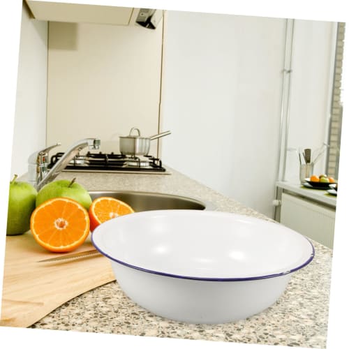 TOGEVAL Enamel Footbath, Foot Basin for Soaking Foot, Enamel Foot Basin, Basin, Vintage Footbath, Retro Foot Washing Station, White