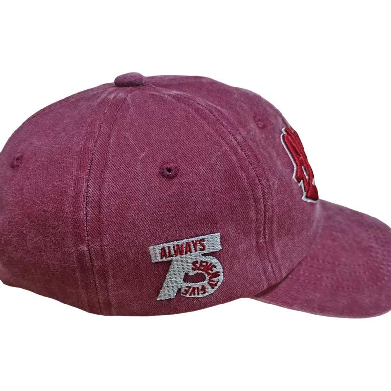 Washed Vintage Letter Baseball Cap Sunscreen Sun Hat, Personalized Wide Brim American Trendy Cool Men and Women Peaked Cap Wholesale