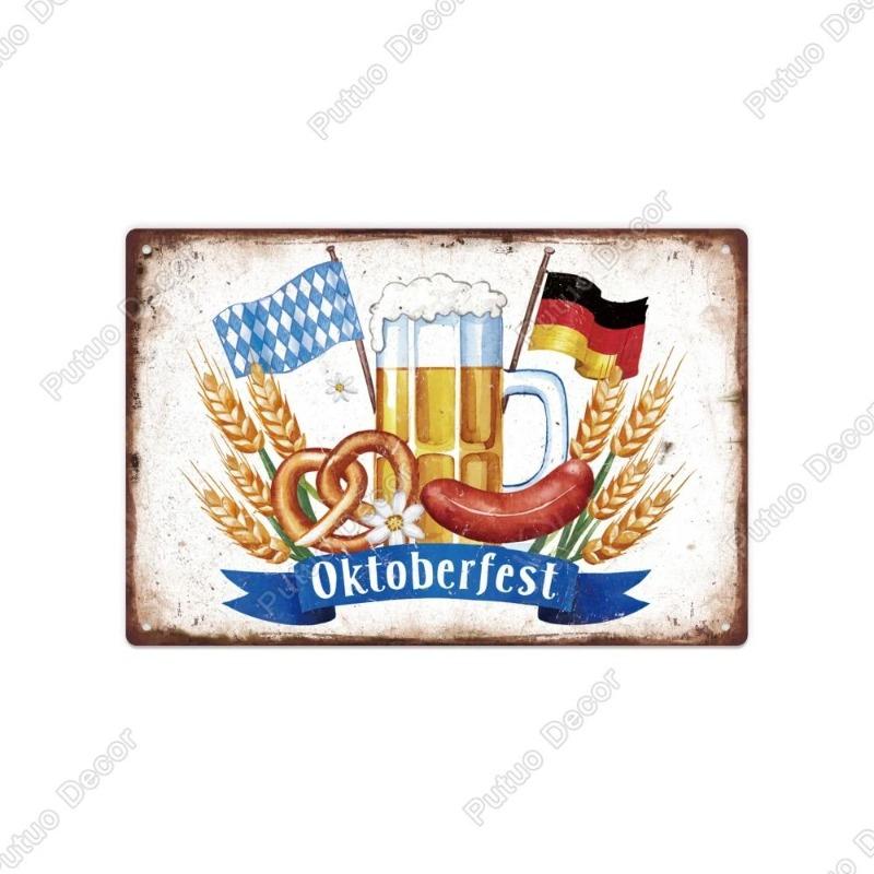 Vintage Beer Metal Sign, New Year Pub Decor Plaque