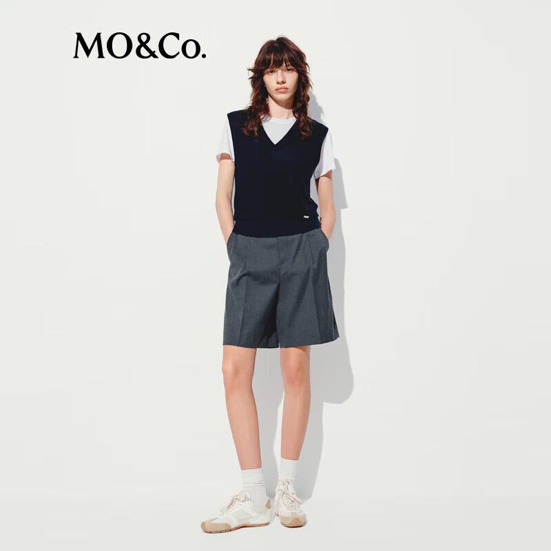 MO&Co. 100% Lamb Wool V-Neck Knitted Vest