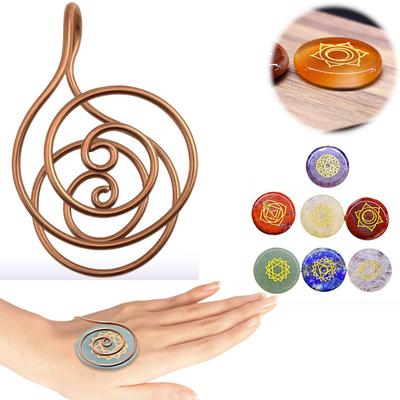 Nastaviteľný medený prsteň na dlaň Reiki špirála prstene na ruku na meditáciu energetické liečenie s kameňom pre kryštálovú prácu, vyrovnávanie čakier