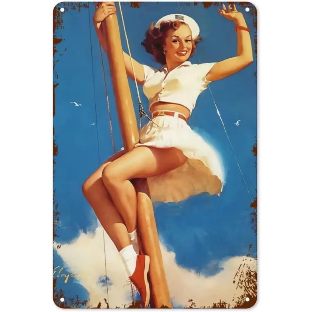 Vintage Plåtskyltar Väggaffischer Plakett Sexiga Kvinnor Järnmålning Dekoration för Mank Cave Café Garage Klubb Bar