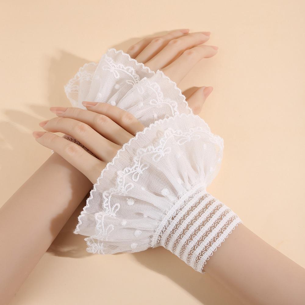 Victorian Lace Ruffled Wrist Solid Color Fake Sleeves Cuffs Detachable Sleeves Cuffs  Wedding