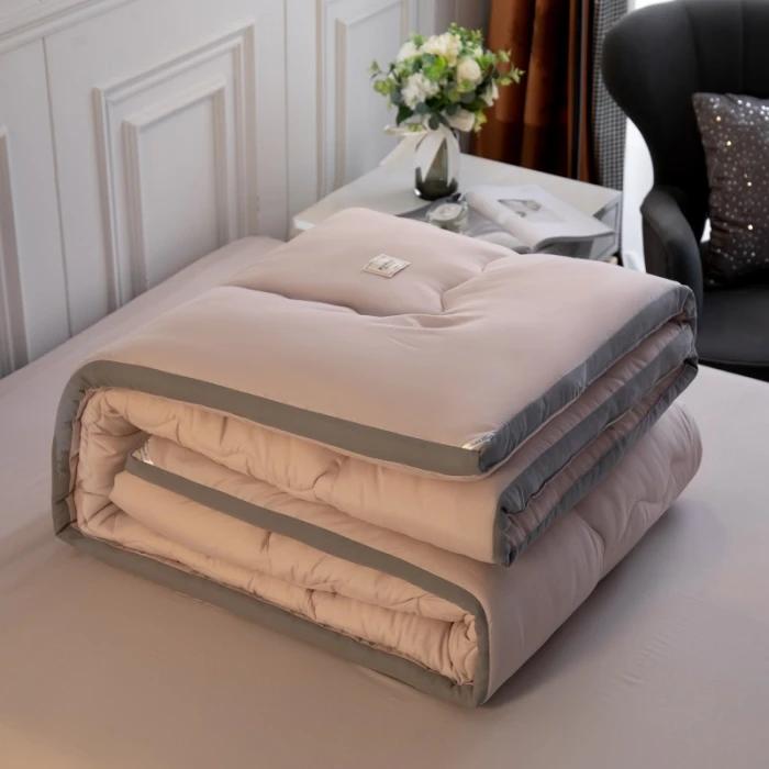 

Утолщенное теплое зимнее одеяло для студенческого общежития на весну и осень, одинарное одеяло из шелка и хлопка, двойное одеяло с приятным для кожи наполнителем 200x230cm 2.5kg темные хаки