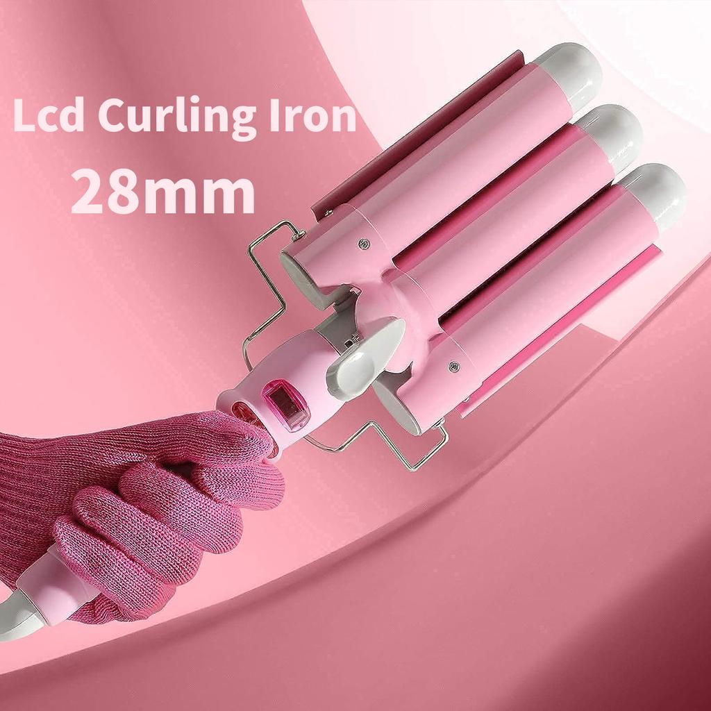 LCD-Lockenstab, professioneller Keramik-Lockenwickler, 3-Lauf-Lockenwickler, Haarwellen-Mode-Styling-Tools