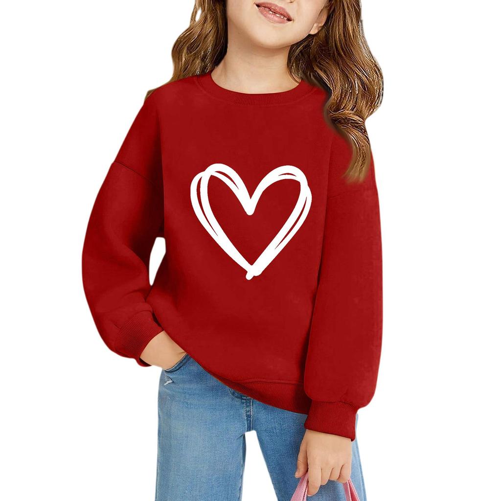 Mädchen Rundhals-Pullover für Kinder Bedruckte Baby-Oberteile Valentinstag