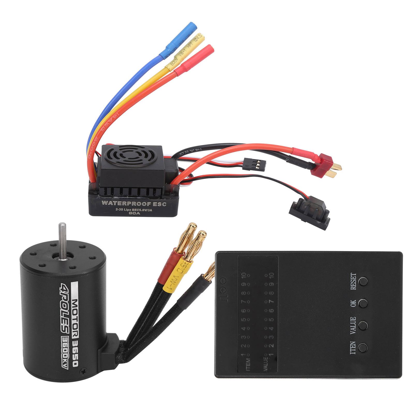 

Безколекторний двигун 3650 3600KV 60A T ESC Карта програматора Комбо-набір для 18 110 деталей для радіокерованих автомобілів