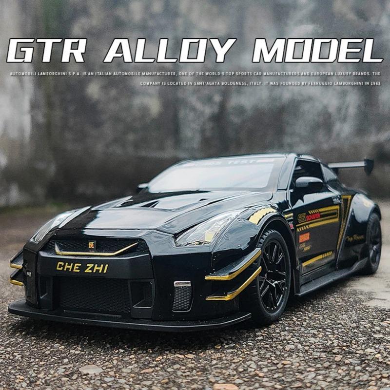 1/24 Skyline Ares Nissan GTR R34 R35 Legierung Sportwagen Modell Diecast Metall Rennwagen Modell Simulation Sound Licht Kinderspielzeug Geschenk