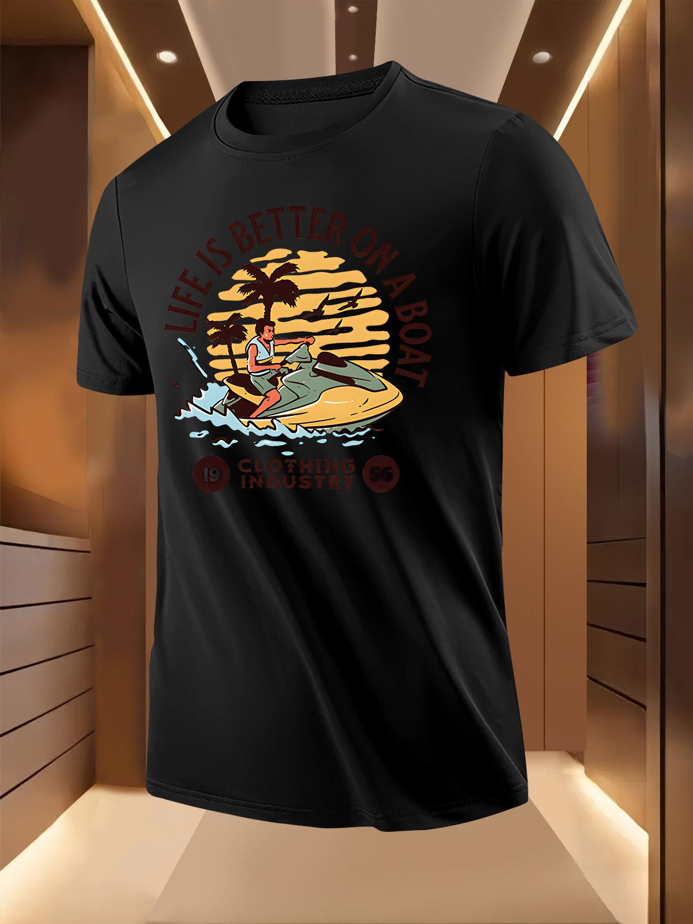 Tshirt with Life is Better on a Boat Print - Breathable... XXL