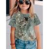 Summer Round Neck 3D Printed Top Fashionable Casual Short Sleeved Children's Girl T-shirts
