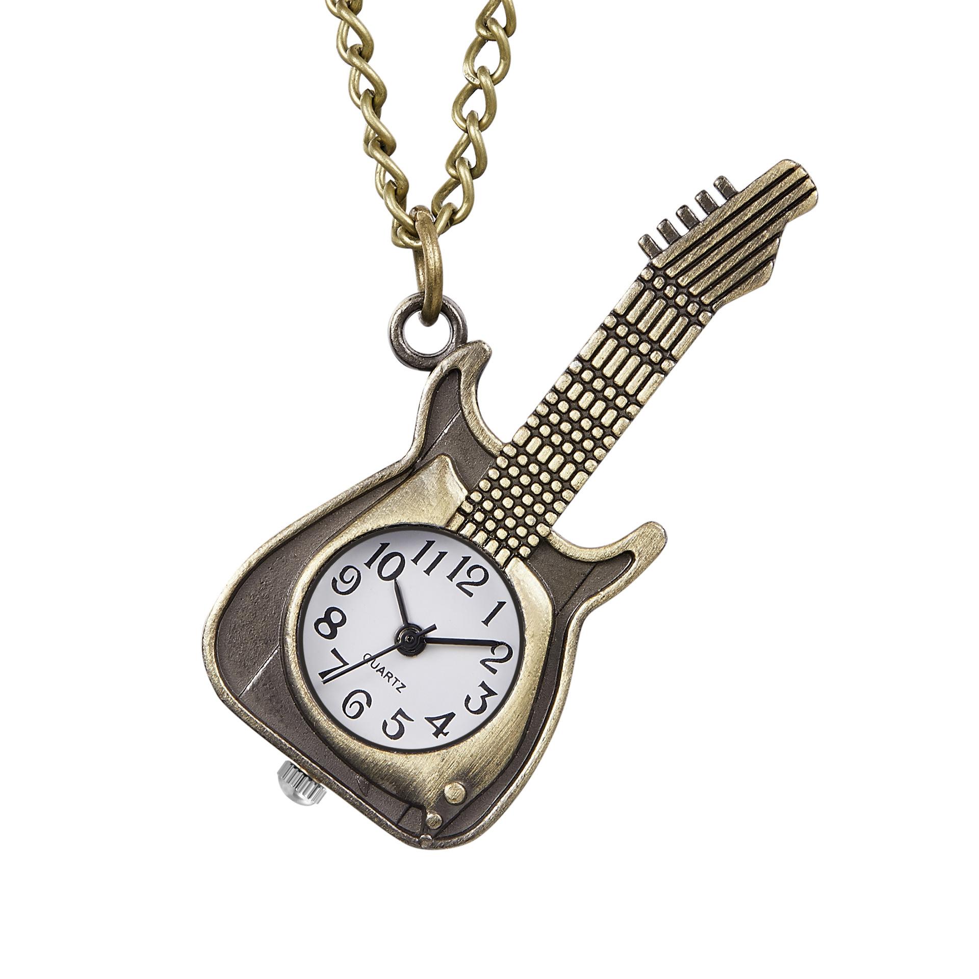 Montre de poche à quartz rétro pour vélo Montre de sport vélo nostalgique Pendentif bijou black