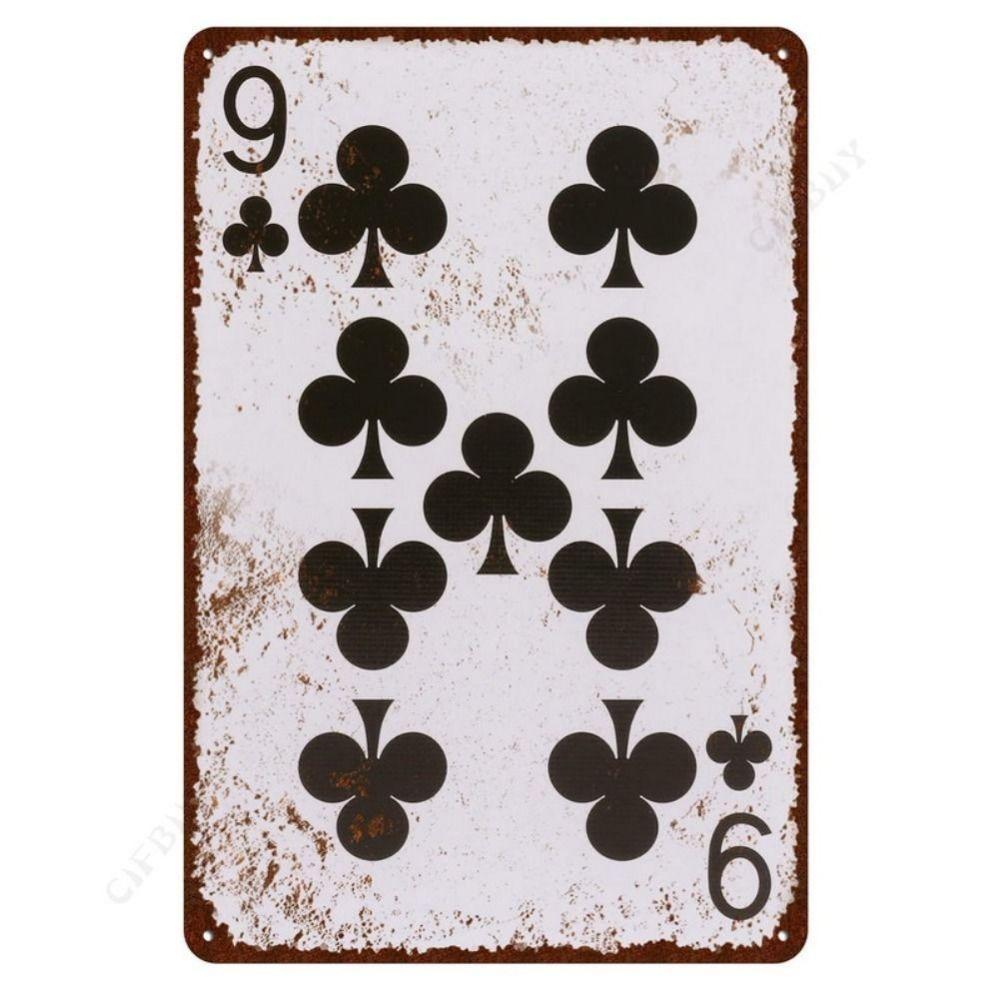Spelkortsposter på väggen, metallplatta 20x30cm