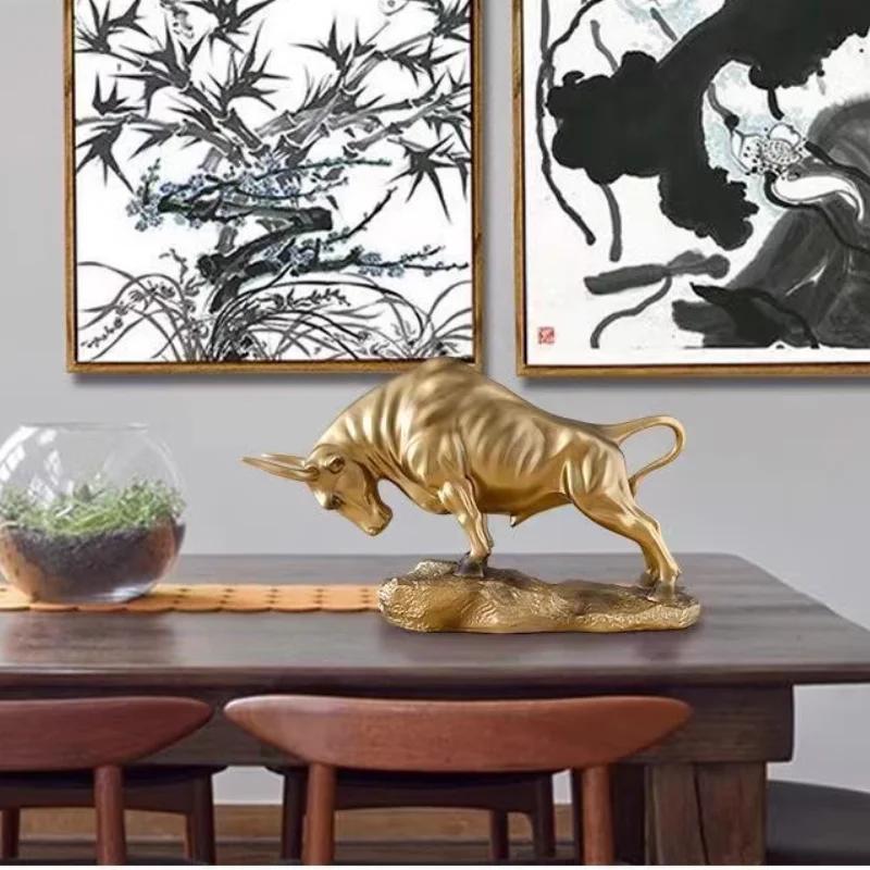 Glücklicher Stier Tierkreis Ornament Harz Kuh Statue Desktop Büro Schreibtischdeko Modernes Bücherregal Ausstellung Heimdekoration Kreatives Geschenk