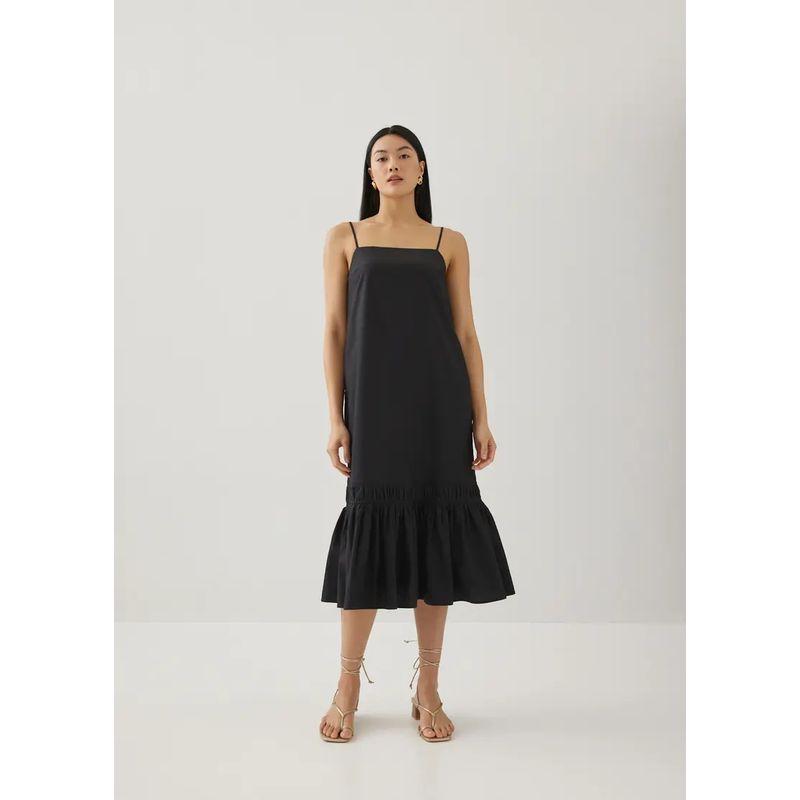 

Singapore Minimalist High Class Elegant Commuter Style Premium Minimalist Black Blue Sling Pleated Fishtail Swing Dress Black Slip Skirt M
