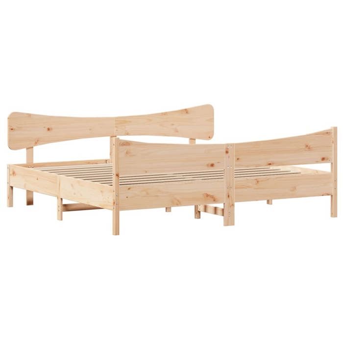 VidaXL Cadre de Lit avec Tête de Lit, Lit Double avec Sommier à Lattes, Lit Adulte de Chambre, Moderne, 200x200 cm Bois de 3216369
