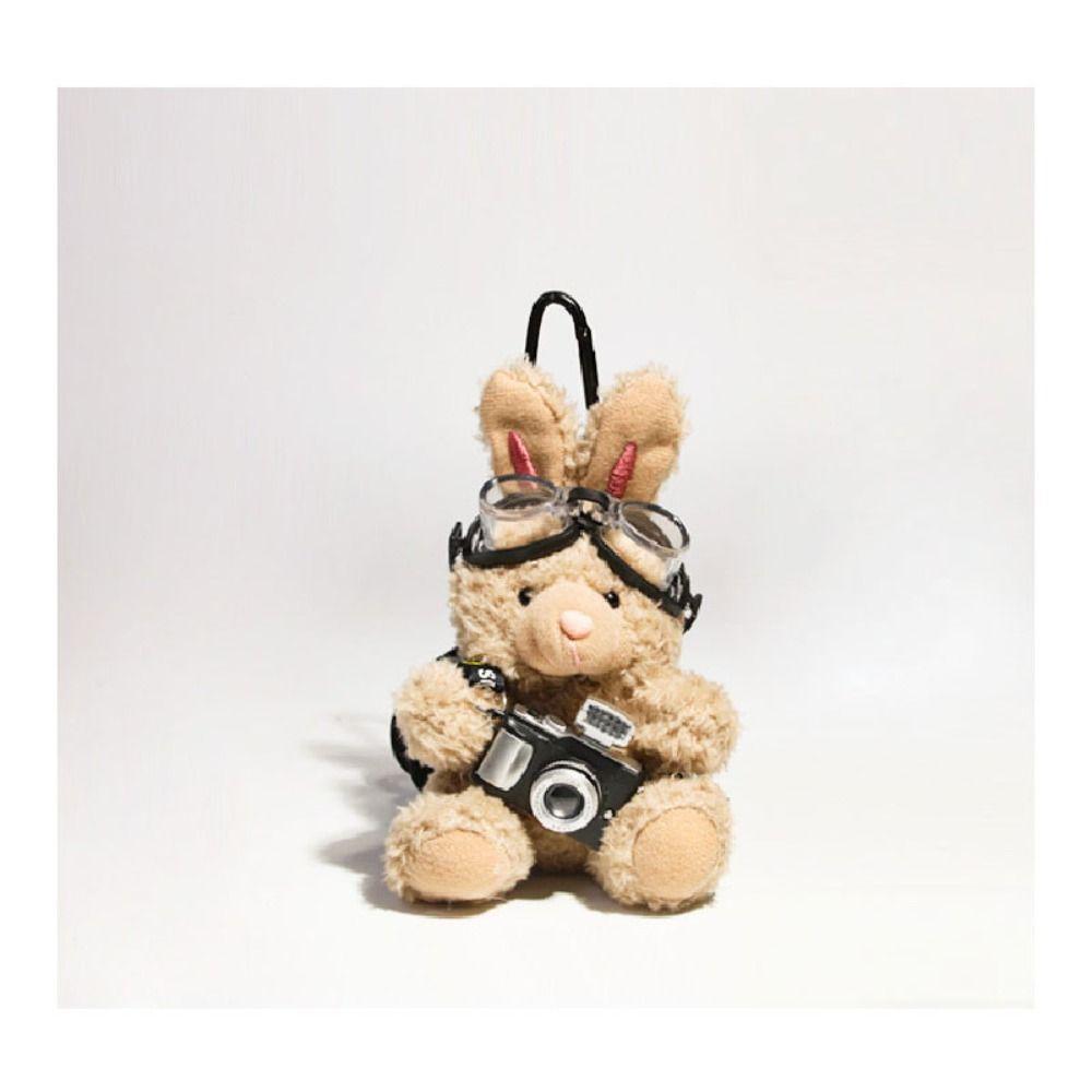 

Sweater Plush Rabbit Pendant Camera Car Key Ring Cute Doll Keychain Gifts Brown-Camera