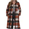 Women's Casual Plaid Long Sleeve Cardigan Mid-Length Lapel Collar Shirt Jacket