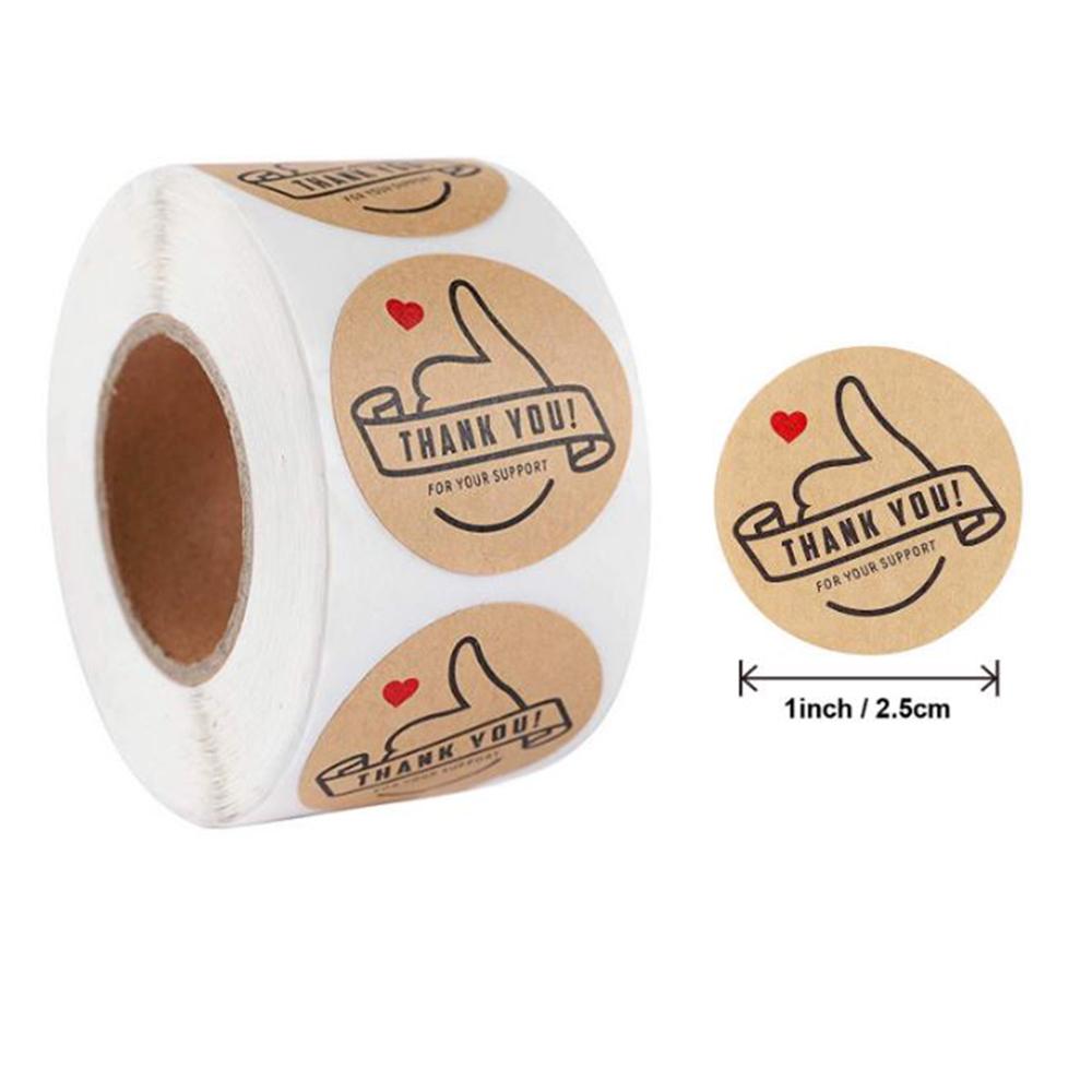 500pc Round Stickers Thank You Kraft Stickers 1 inch Wedding Pretty Gift Cards Envelope Sealing Label Stickers Stationery